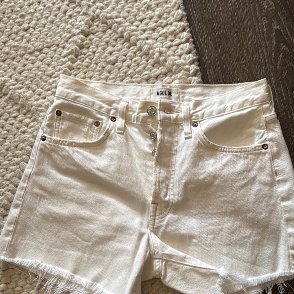 AGOLDE Women's Cream Denim Shorts 25